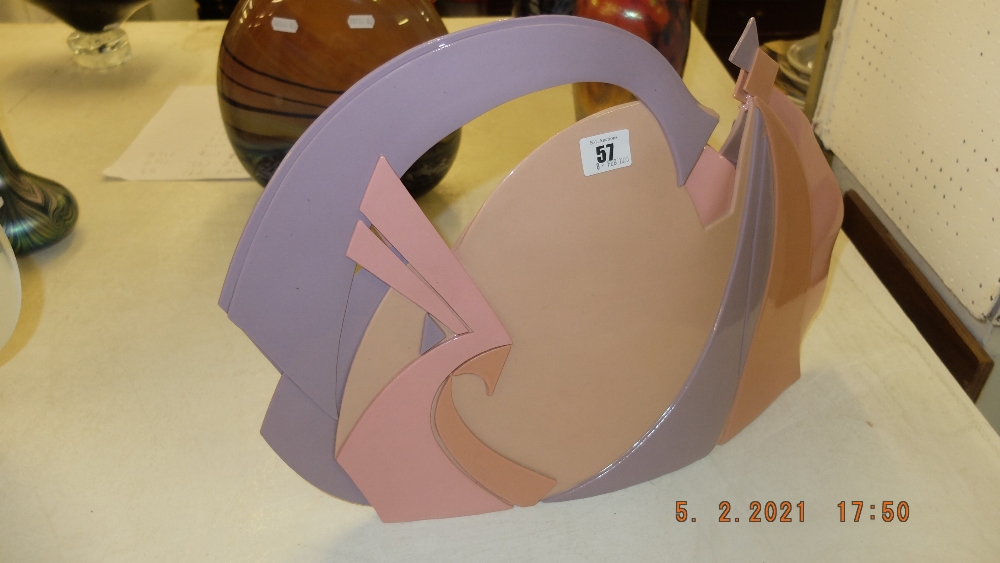 An art glass purple/ pink sculpture, art deco style, - Image 3 of 4