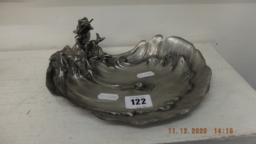 An Italian art nouveau pewter dish by Achille Gamba,