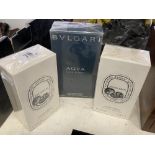 Three bottles of unopened sealed perfume; BVLGARI- Aqua Pour homme and two bottles Philosykos,