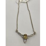 A 925 silver necklace with silver pendant with Citrine stone