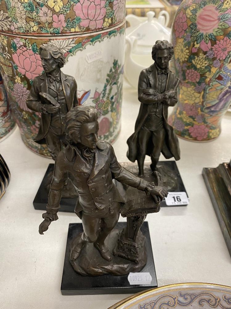 A bronze set of three Composers - Image 2 of 2