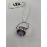 An 18ct white gold, amethyst and diamond ring 9.