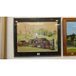 A framed watercolour 'Cottage scene' by Tom Merrifield,