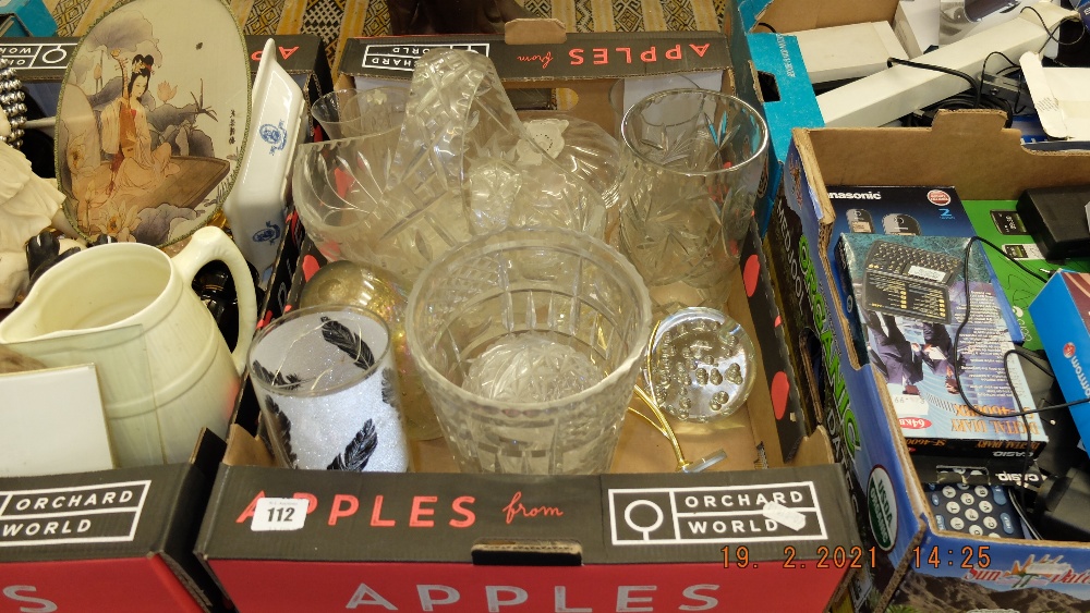 A box of assorted glassware