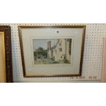 A framed watercolour, Country House, signed D Nash Manor,