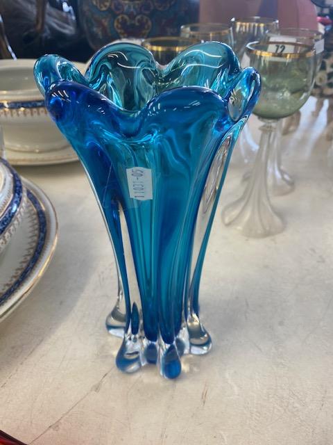 A Murano blue art glass vase