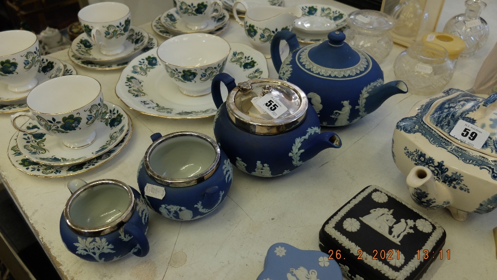 A Wedgewood Jasper ware tea set