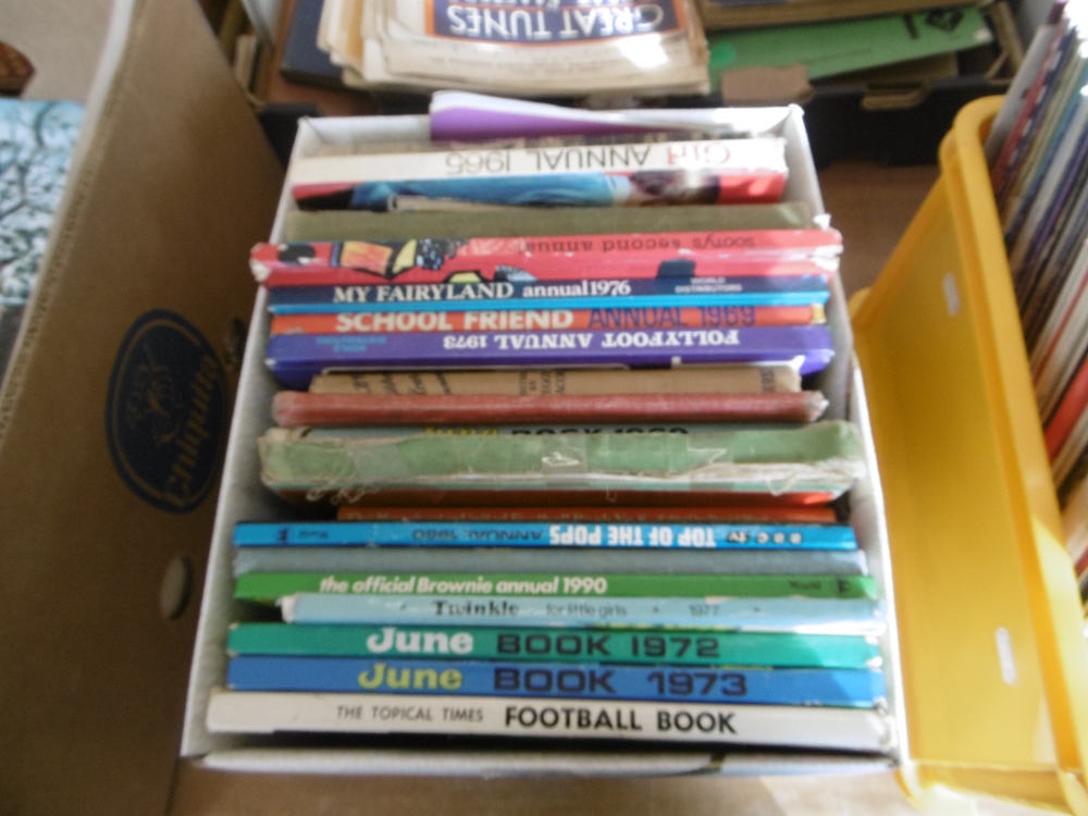 An assortment of children's annuals and racing books