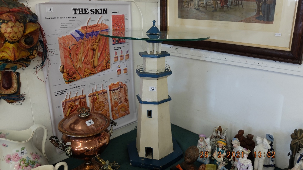 An occasional table in form of a lighthouse