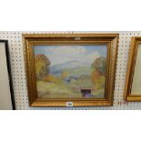 A gilt framed oil on canvas, Country scene,