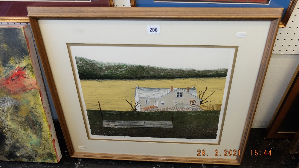 A framed and glazed print,