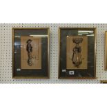 A pair of framed and glazed pastel figures