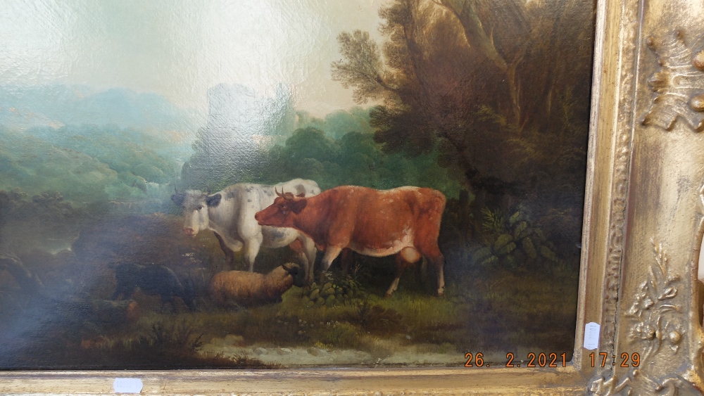 A framed oil on canvas, cattle scene in landscape, M Thomas Sidney Cooper, 1803-1902, - Image 6 of 6