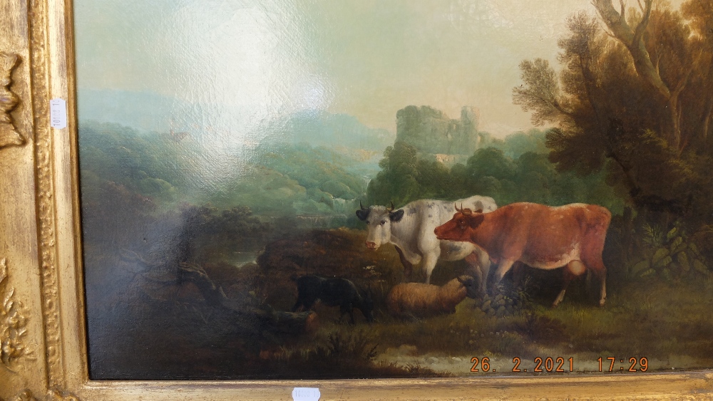 A framed oil on canvas, cattle scene in landscape, M Thomas Sidney Cooper, 1803-1902, - Image 5 of 6