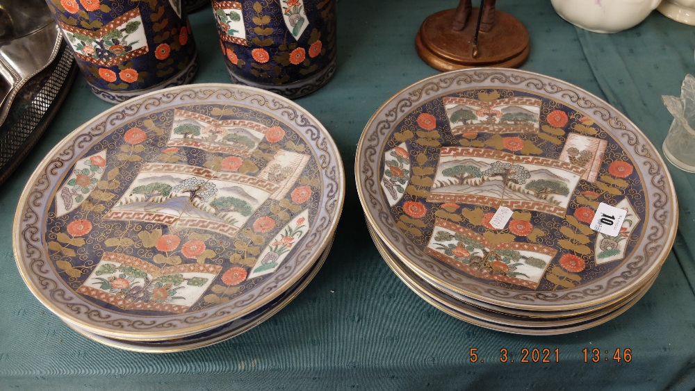 Eight Imari style plates