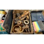 A box of assorted wooden items