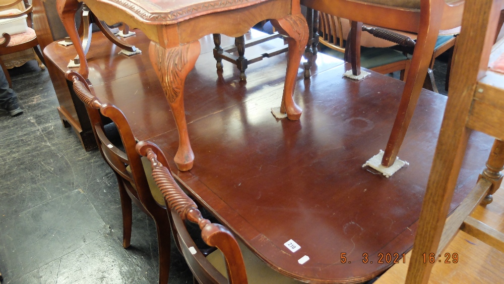 A regency style table, six chairs,