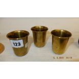 Three brass Kiddush cups