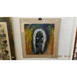 An oil on paper, abstract portrait of a lady,