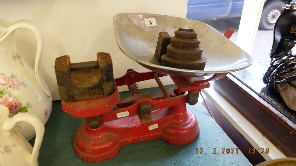 A set of old scales and weights