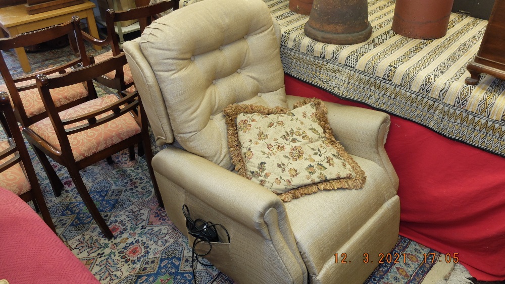 An electric upholstered armchair