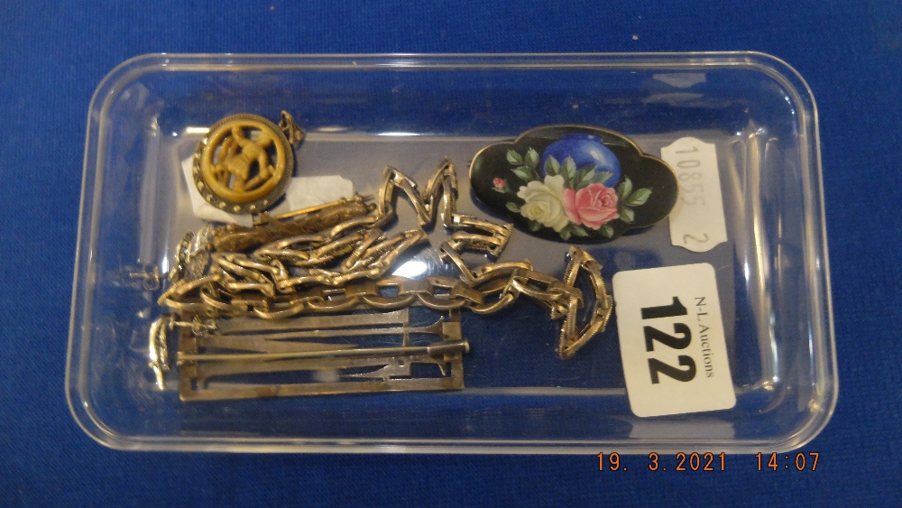 Six assorted white metal items inc. necklace, brooches etc. - Image 2 of 2