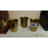 Three brass Kiddush cups