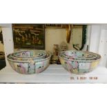 Two Canton fruit bowl sets