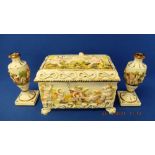 A Capodimonte casket with figures,