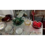 Four pieces of Murano glassware