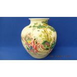 A Chinese vase, garden scene with figures,