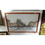 A watercolour/ oil on board street scene,