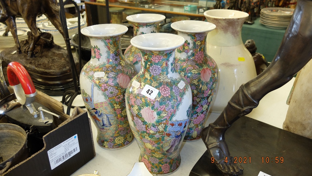 Four Canton vases