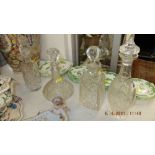 Four cut glass decanters