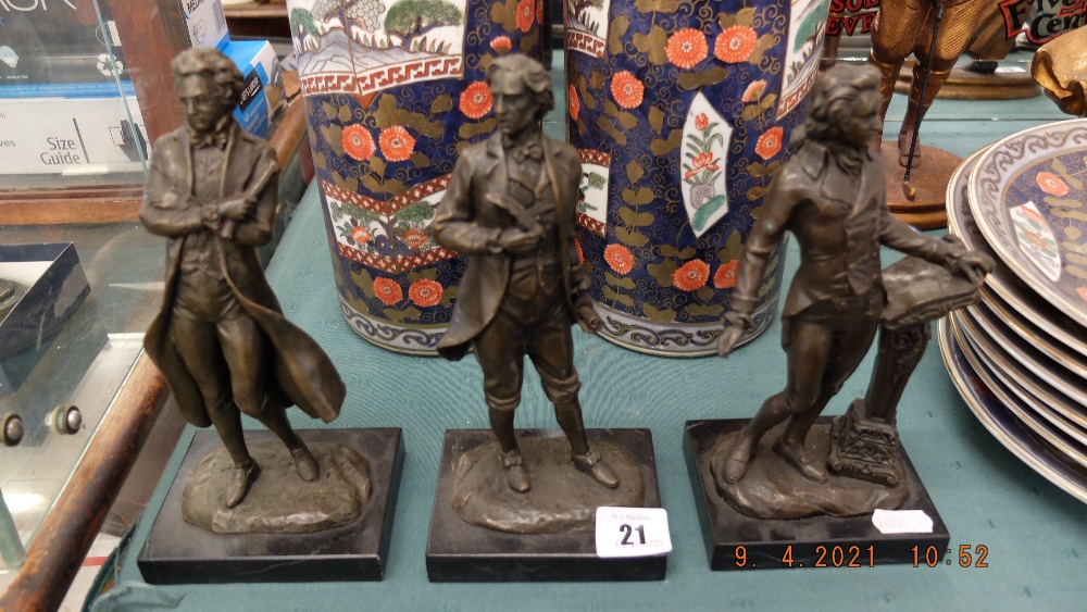 A bronze set of three Composers - Image 2 of 2