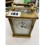 A Mappin and Webb brass carriage clock