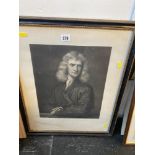 A framed print of Isaac Newton
