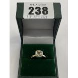 18ct hallmarked 750, white and yellow gold, radiant cut diamond ring, approx. 2.