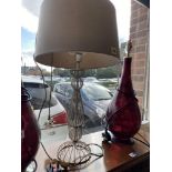 A metal table lamp