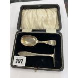 A boxed hallmarked silver christening set