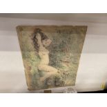 An unframed pastel reclining nude