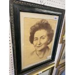 A crayon of the young Golda Meir,
