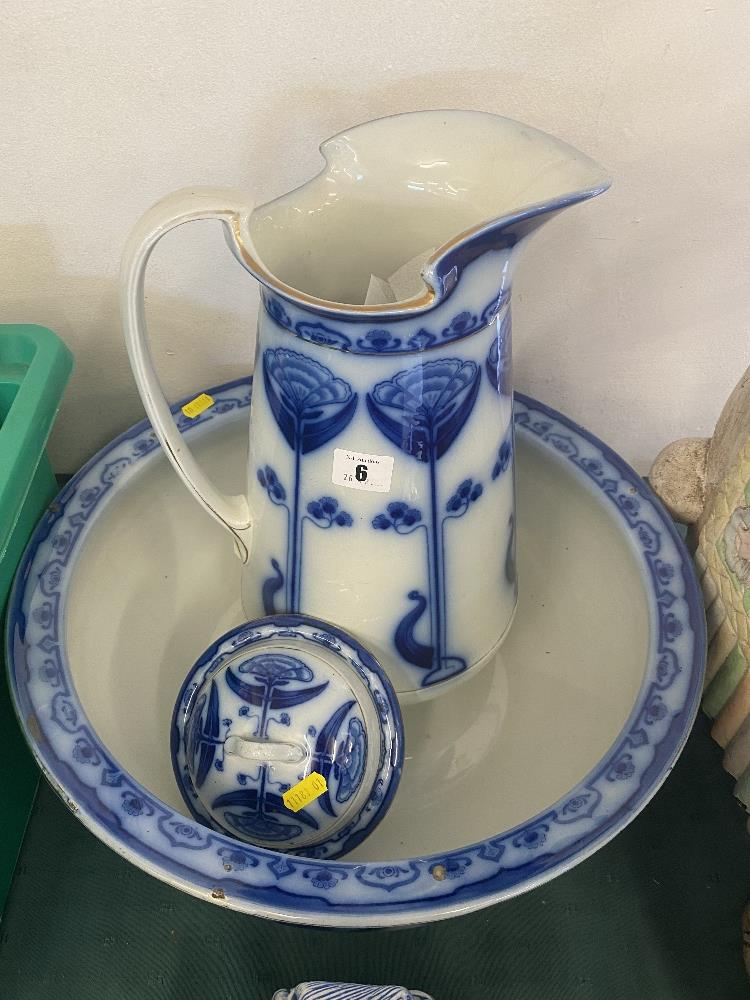 An F and Sons Burslem Victorian jug and bowl set inc. soap dish a.