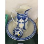 An F and Sons Burslem Victorian jug and bowl set inc. soap dish a.