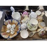 A box of china, teapots etc.