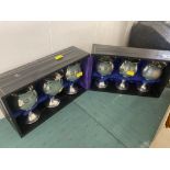 A set of Pewter goblets in case