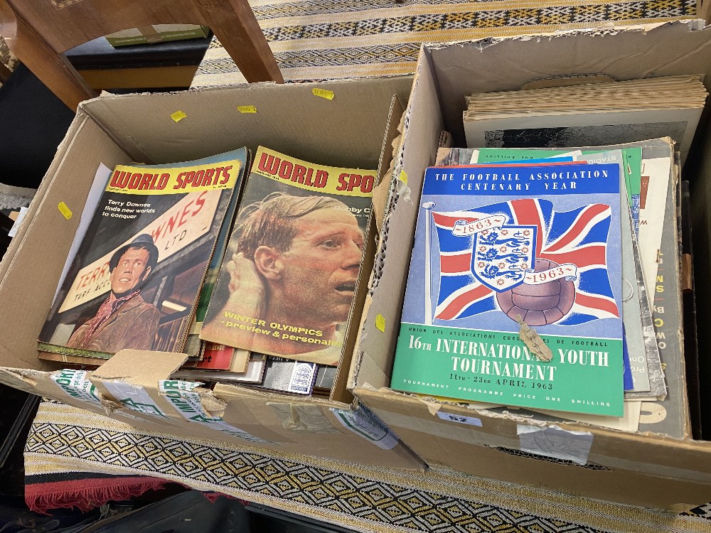 A collection of football programs and magazines