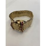 A 9ct Gold cuff bracelet set with Rubies, 88 grams,