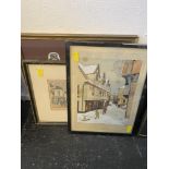 Three framed assorted pictures