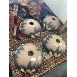 Four decorative fruit glass lamp shades, a.